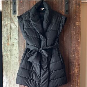 Splendid Black Quilted Sleeveless Belted Puffer Vest